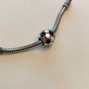 Pandora Sterling Silver 925 Charm Retired Soccer Football Red CZ